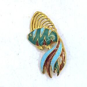 Plainville Stock Company 1999 Goldtone Enamel Koi Fish Brooch